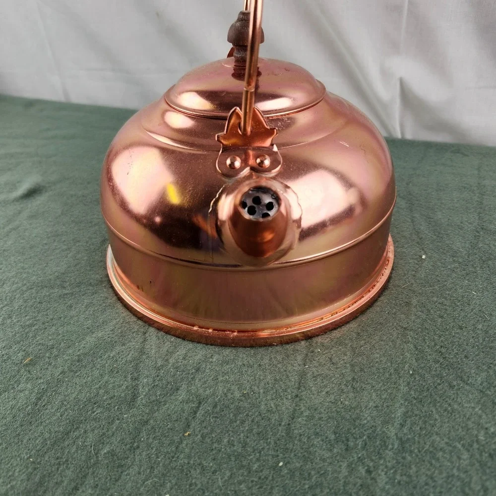 Vintage Copper Tea Kettle‎ Wood Handle Hong Kong Rustic Country Decor